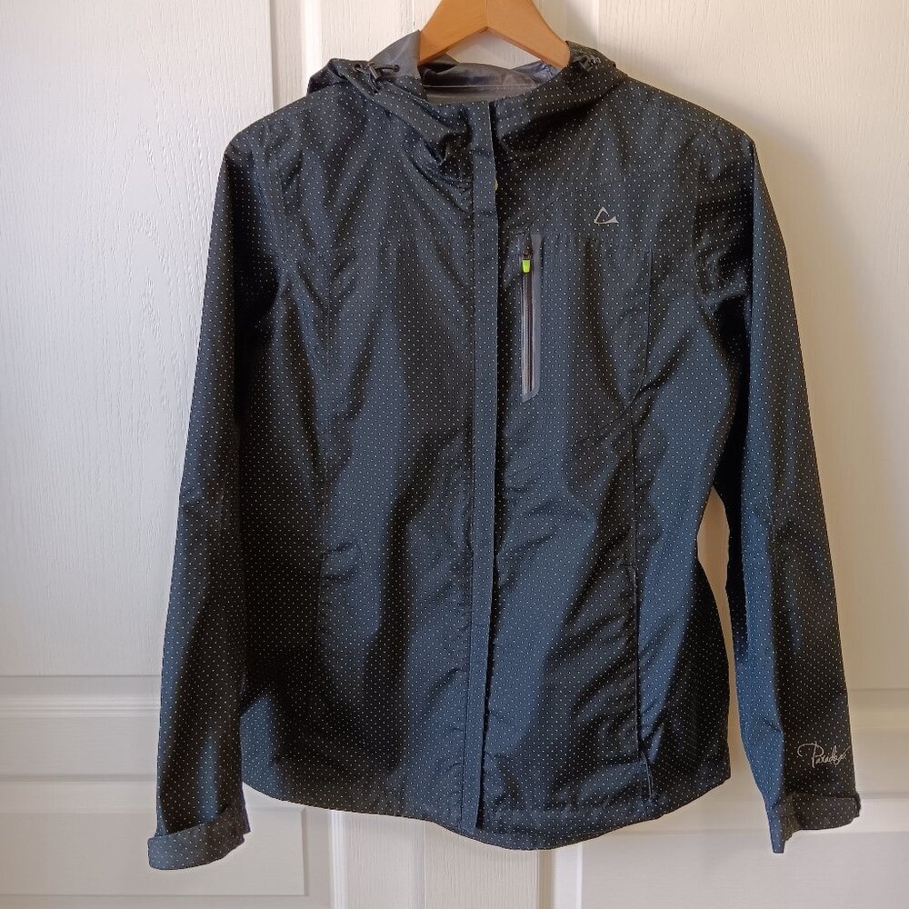 Paradox Women's Black Green Polka Dot Rain Jacket Size S